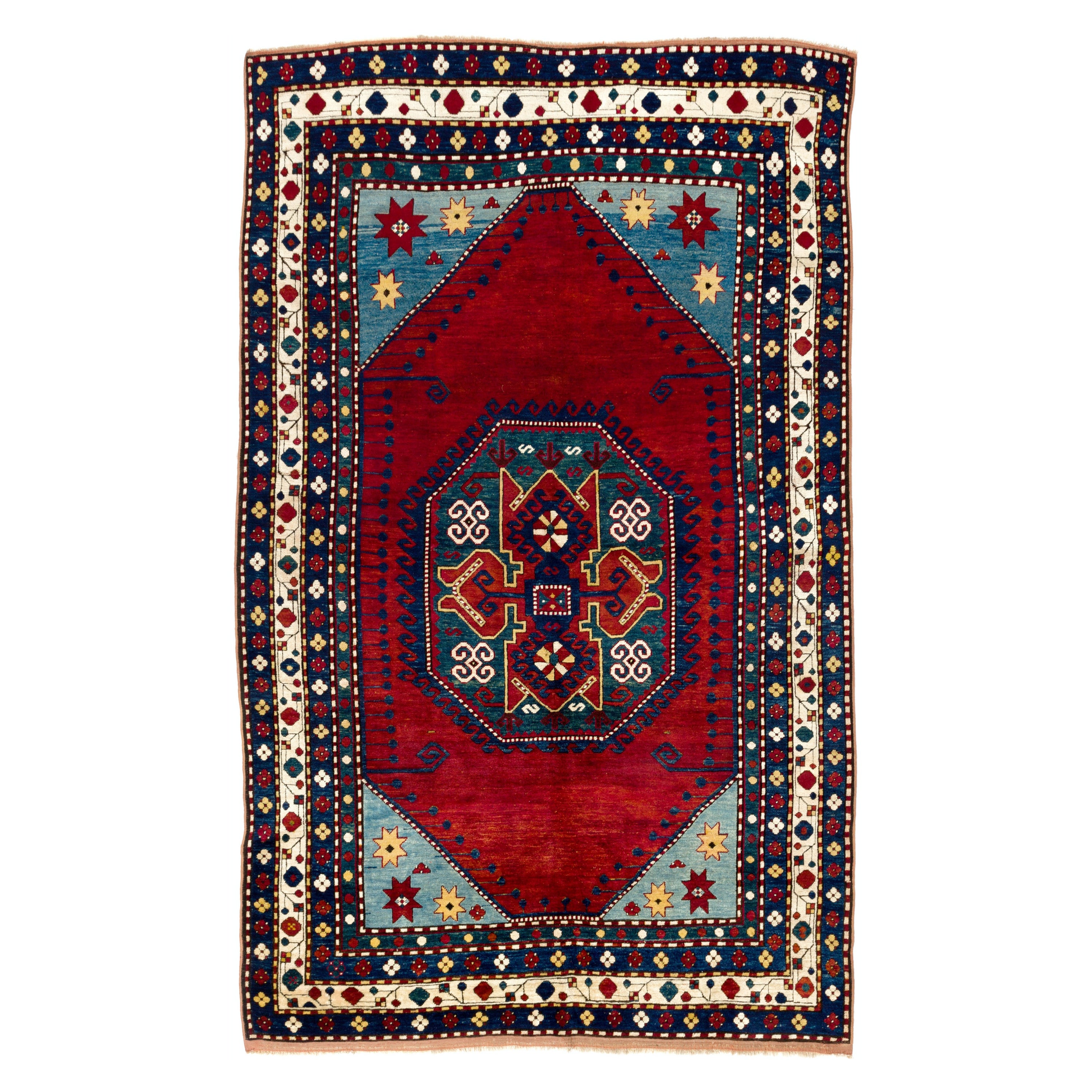 Tapis caucasien ancien Lori Pambak Kazak de 6 x 9 pieds, excellent état, vers 1880