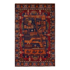 Sammelbare Vintage Baluch Stammes-Teppich mit Bild-Muster, von Rug & Kilim