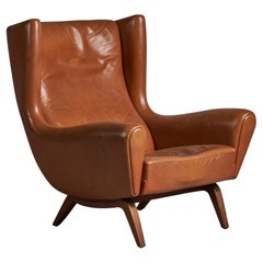 Illum Wikkelsø, Lounge Chair, Leather, Rosewood, Denmark, 1960s