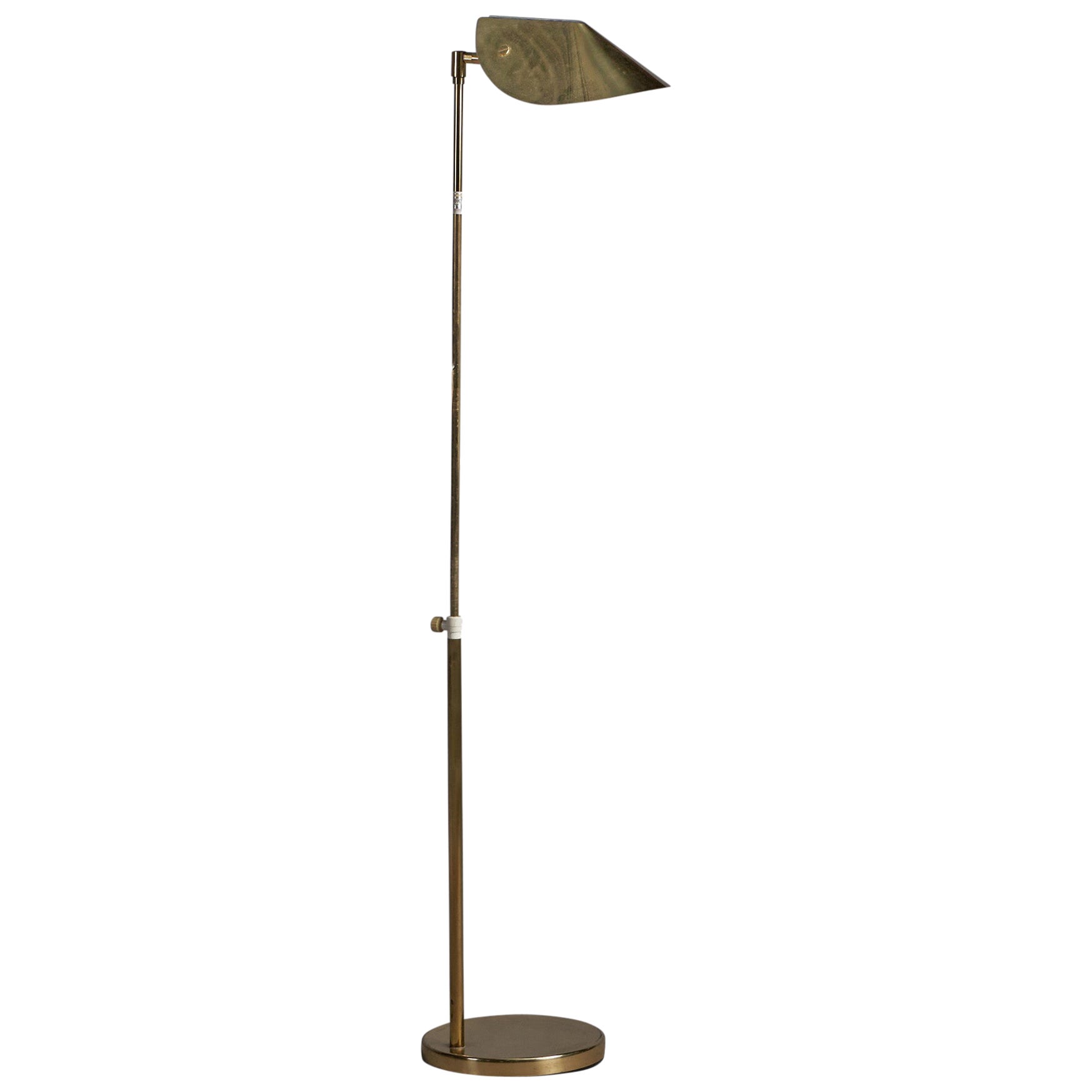 Aneta, Adjustable Floor Lamp, Brass, Sweden, 1980s For Sale