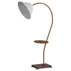 Schwedische Designerin, Stehlampe, Kordel, Holz, Metall, Stoff, Schweden 1930er Jahre