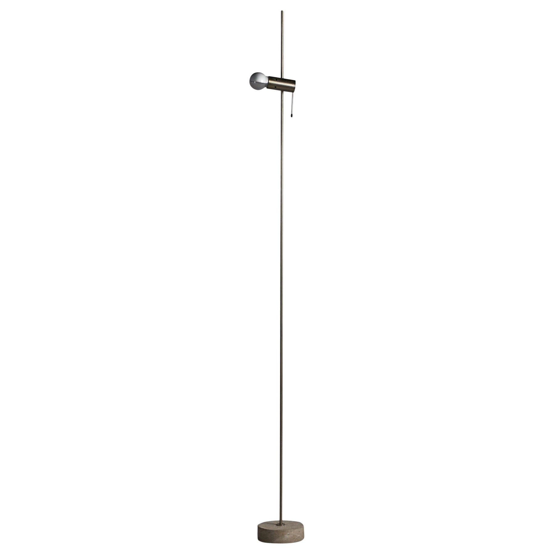 Tito Agnoli, Adjustable Floor Lamp, Steel, Metal, Stone, Italy, 1953 For Sale