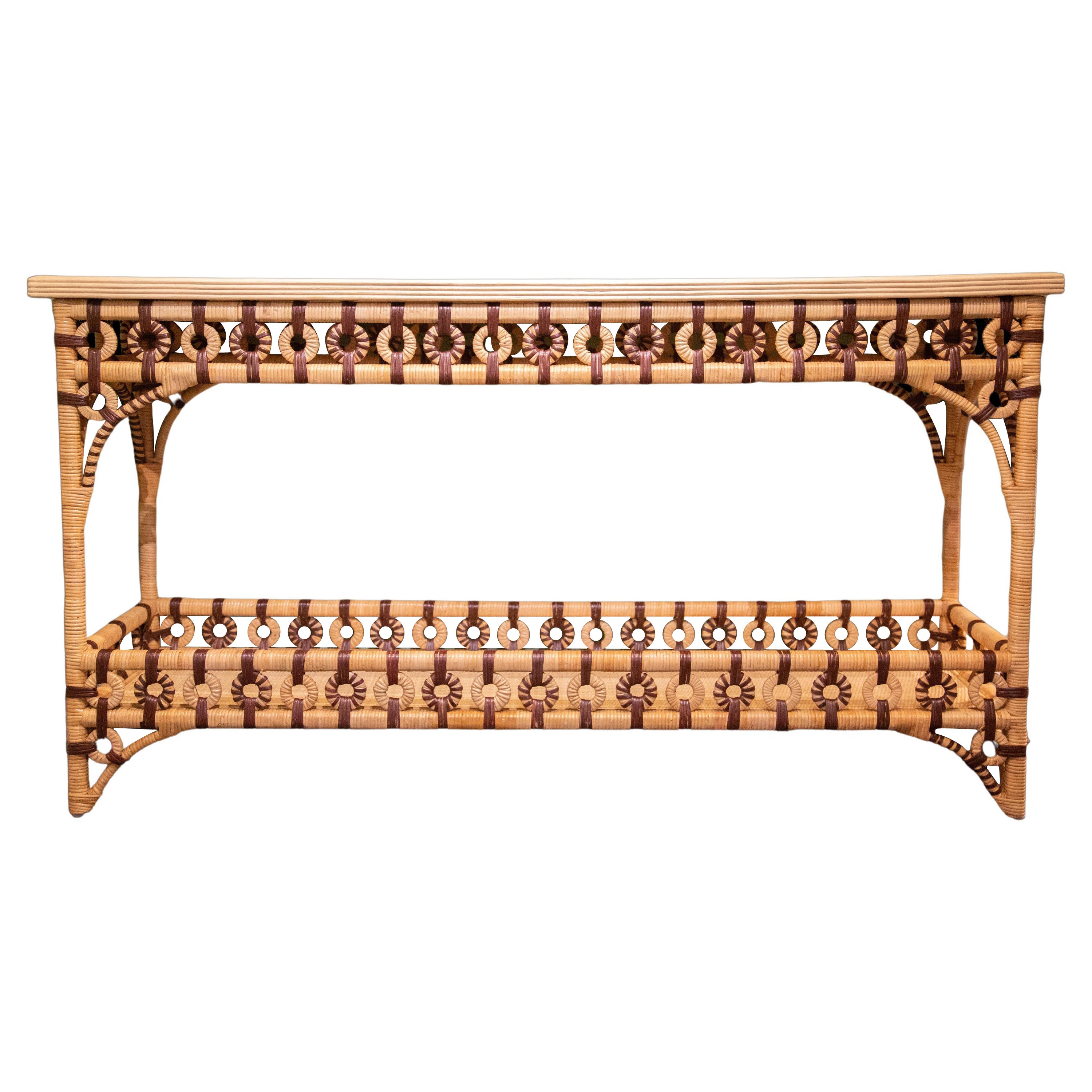 Creel and Gow Rattan Console Brown For Sale