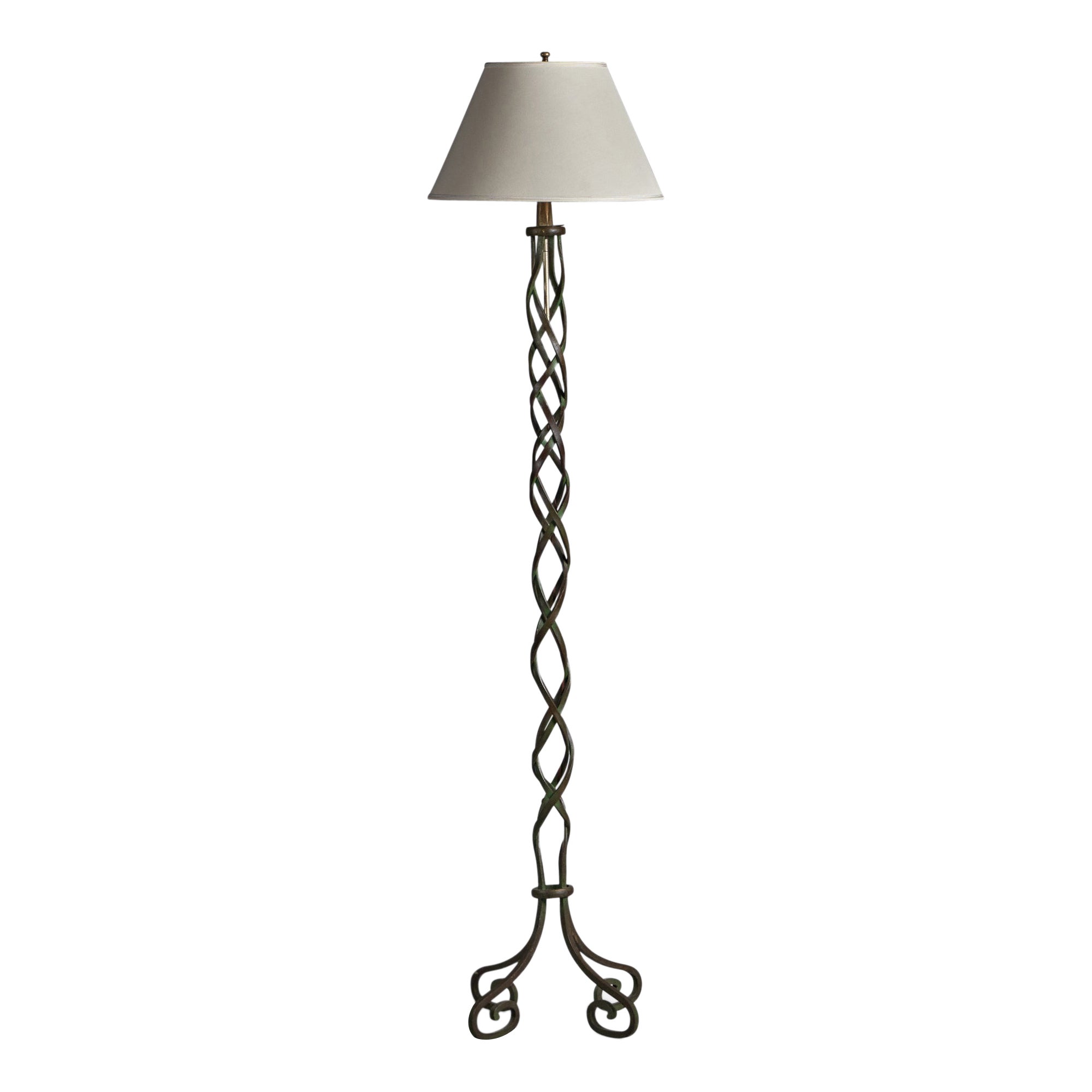 Lampadaire de designer italien, fer, tissu, Italie, années 1960