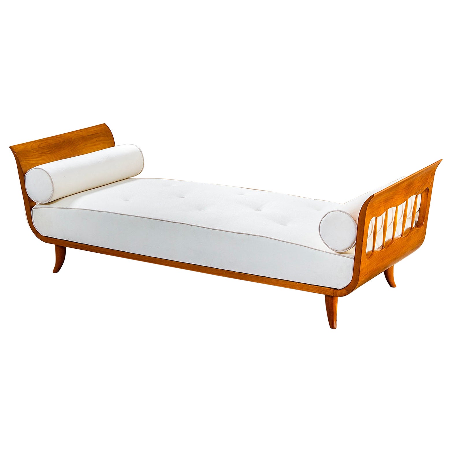 20th Century Paolo Buffa Wooden Daybed with White Mattress for Lietti, 1950s