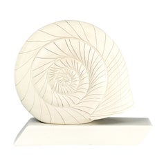 Retro Gunvor Olin-Grönqvist Scandinavian Modern Stoneware Sculpture Shell Handmade