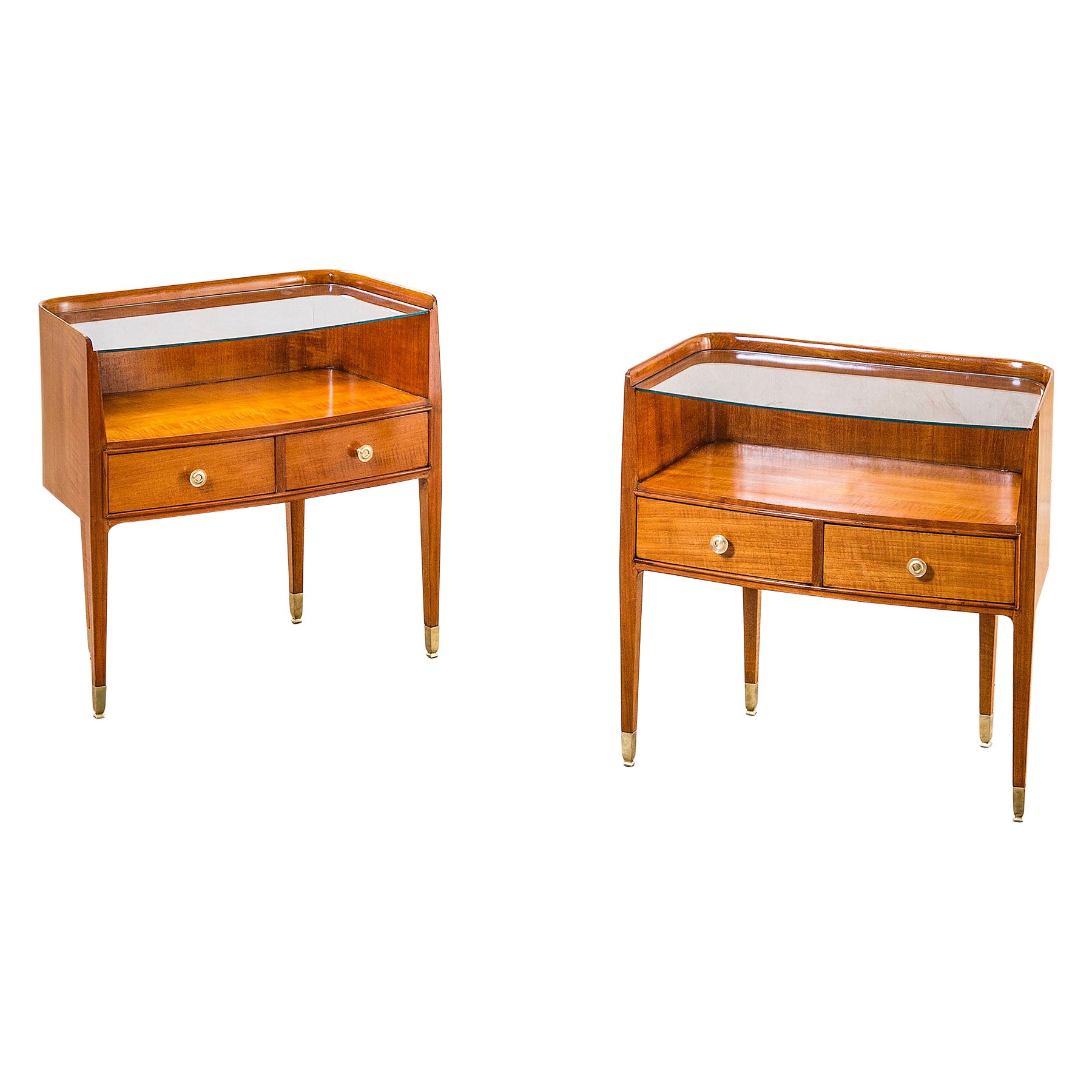 20th Century Paolo Buffa Pair of Nightstands in Wood for Serafino Arrighi, 50s