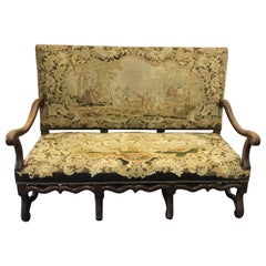 Antique 19th Century French Needlepoint and Petit Point Sofa Loveseat