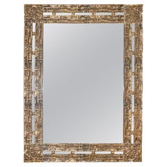 Vintage Brass Square Mirror by Luciano Frigerio, italian production, 1960s