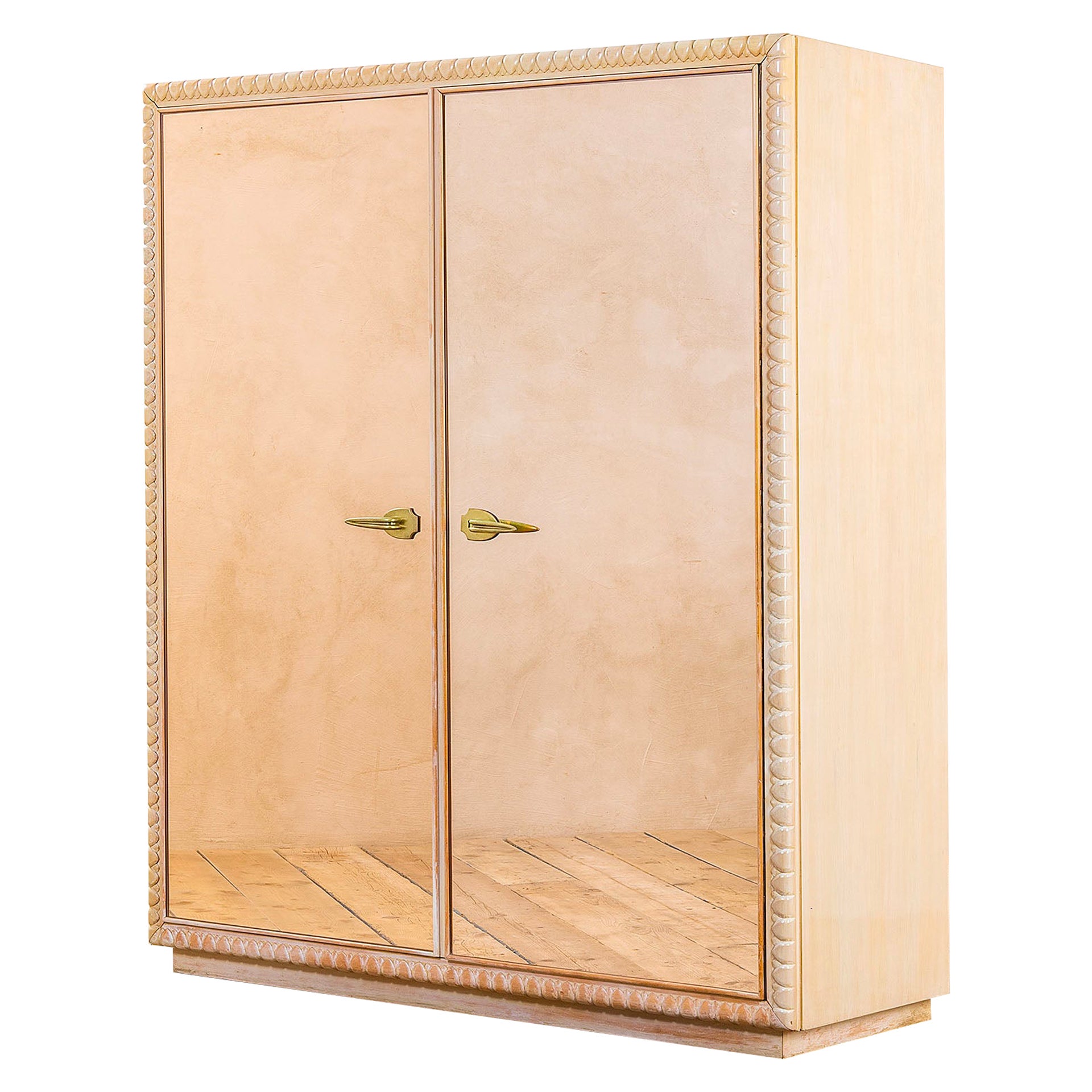 20th Century Osvaldo Borsani Two Mirrored Doors Closet with Lights for ABV, 40s For Sale