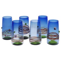 Unique Set of 6 Murano Tumblers Cenedese Murano 1960, Young Collection