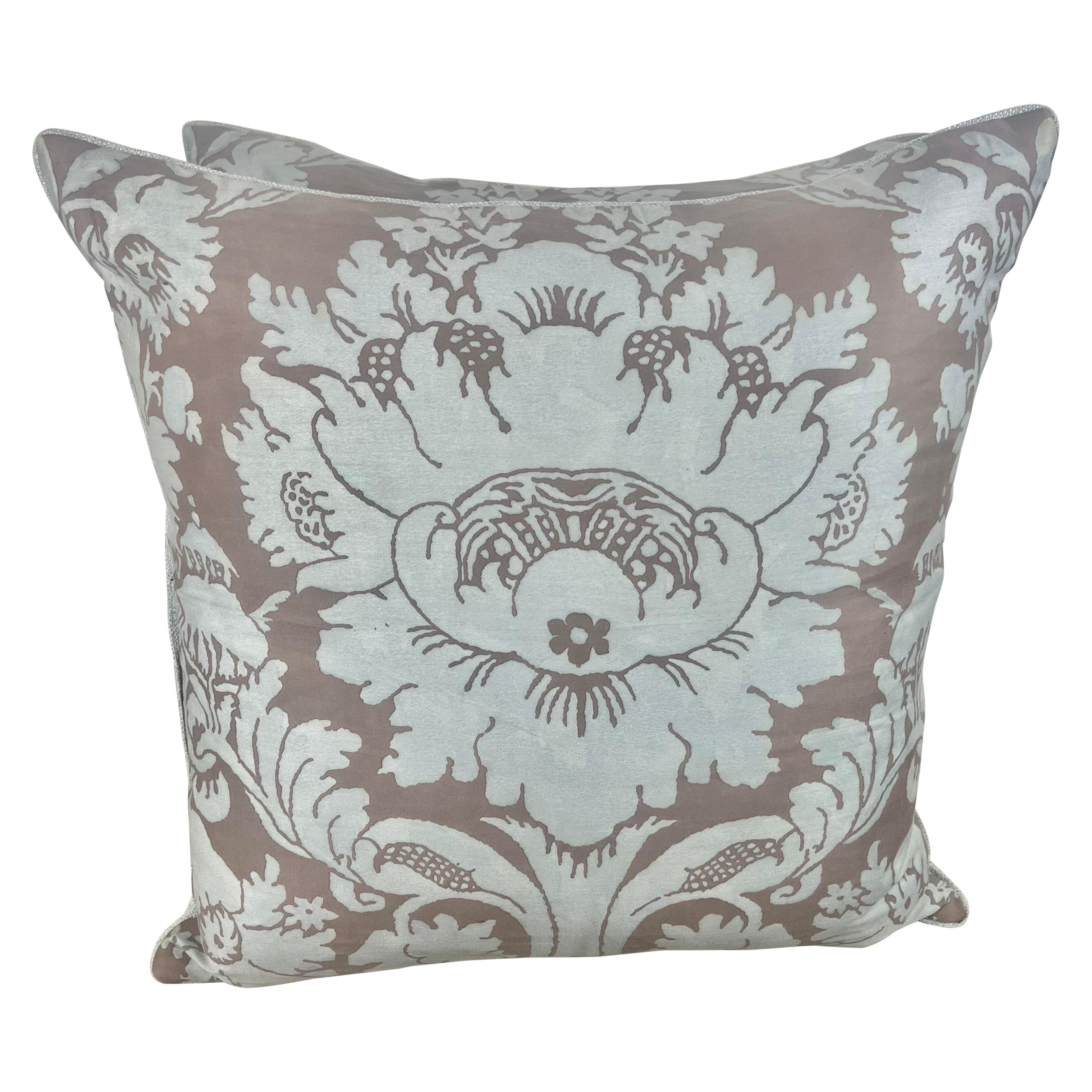 Pair of  Vivaldi Soft Blue & Gray Fortuny Pillows For Sale
