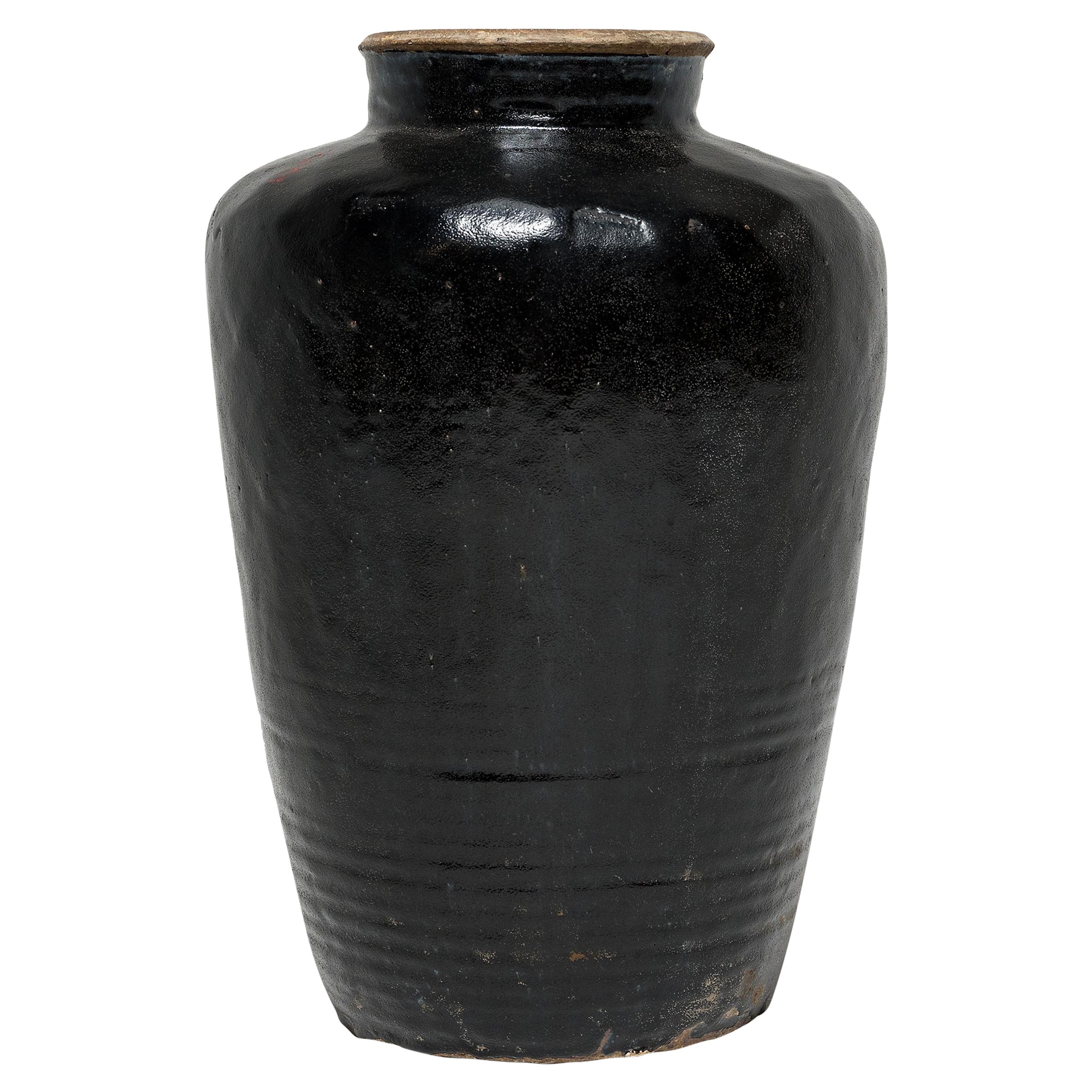 Dark Glazed Pickling Jar, c. 1850
