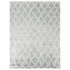 Mehraban - Tapis en soie de bambou embossé « Palisade » au design moderne