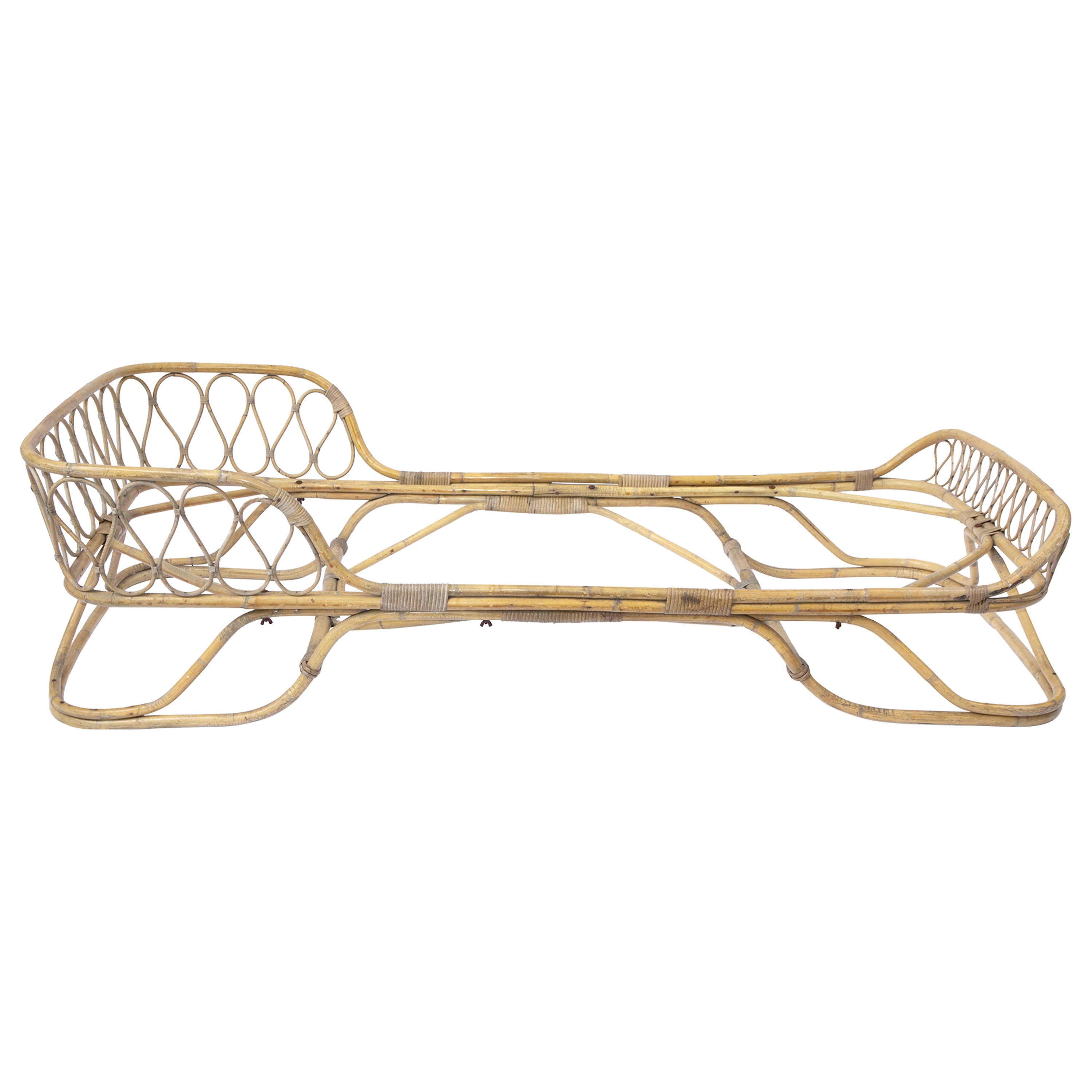 Rattan single bed attributed to Gio Ponti in Bamboo and Wicker, Italy, 1950s. For Sale