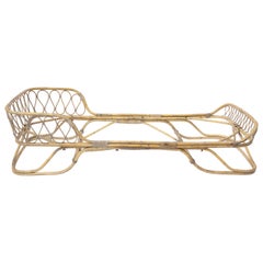 Retro Rattan single bed attributed to Gio Ponti in Bamboo and Wicker, Italy, 1950s.