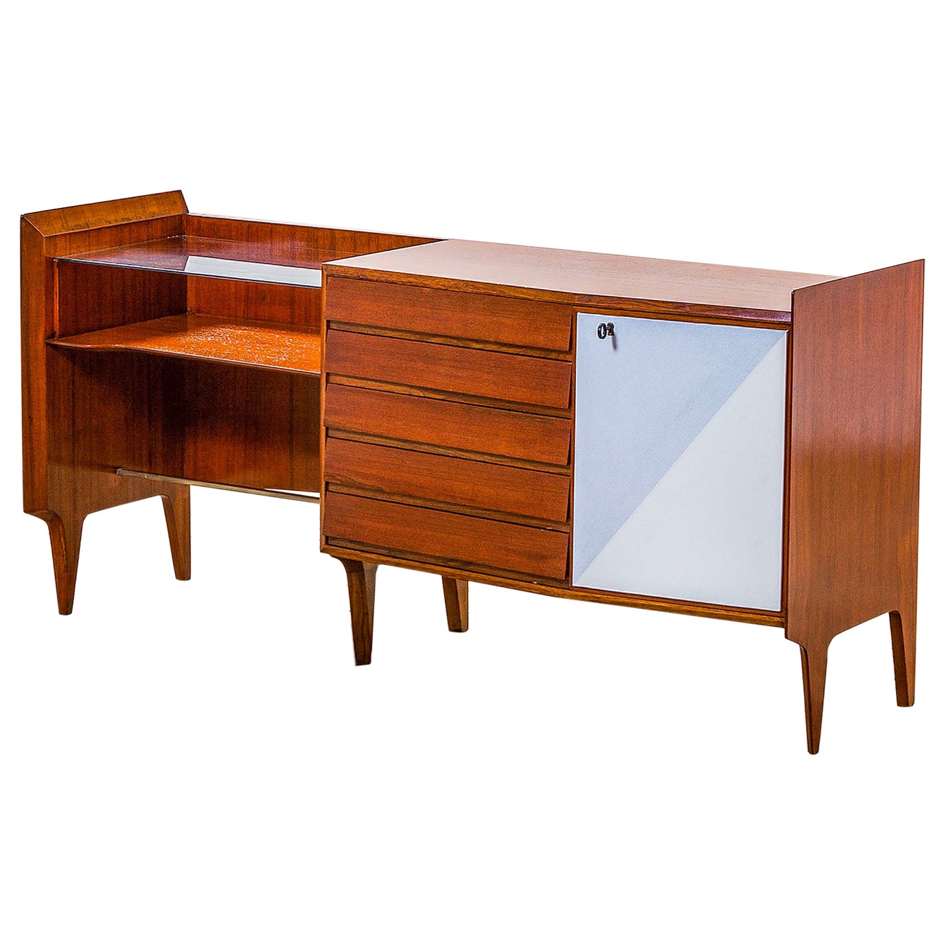 20th Century Gio Ponti Sideboard in Wood with Drawers and Storage for Dassi, 50s For Sale