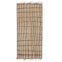 Vintage Moroccan rug in Beige with Brown Geometric Pattern, from Rug & Kilim