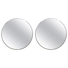 Retro Pair of Italian Gio Ponti Inspired Brass Mirrors