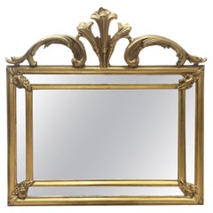 19. Jahrhundert Französisch Antike Vergoldete Pinienholz Wand Glas Spiegel