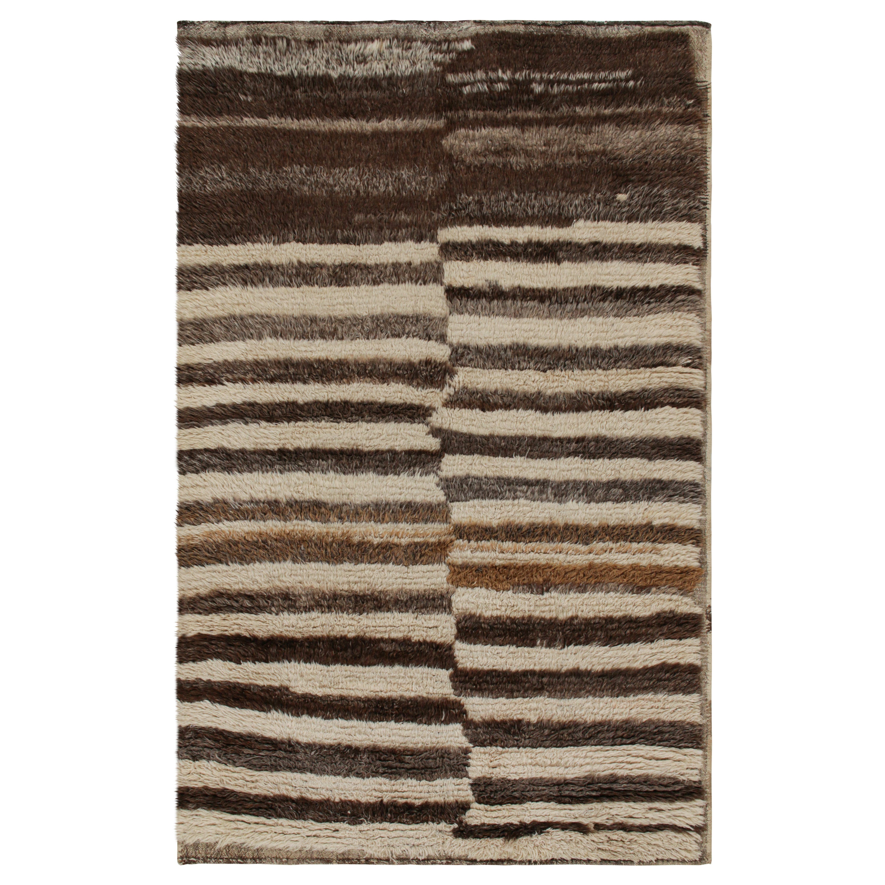 Vintage Moroccan Azilal Rug with Beige and Stripes, from Rug & Kilim For Sale