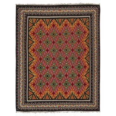 Vintage Balkan Kilim with Gold, Red & Green Geometric Patterns from Rug & Kilim
