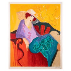 Itzchak Tarkay Seated Lady in Purple Signed Contemporary Serigraph 296/350 F