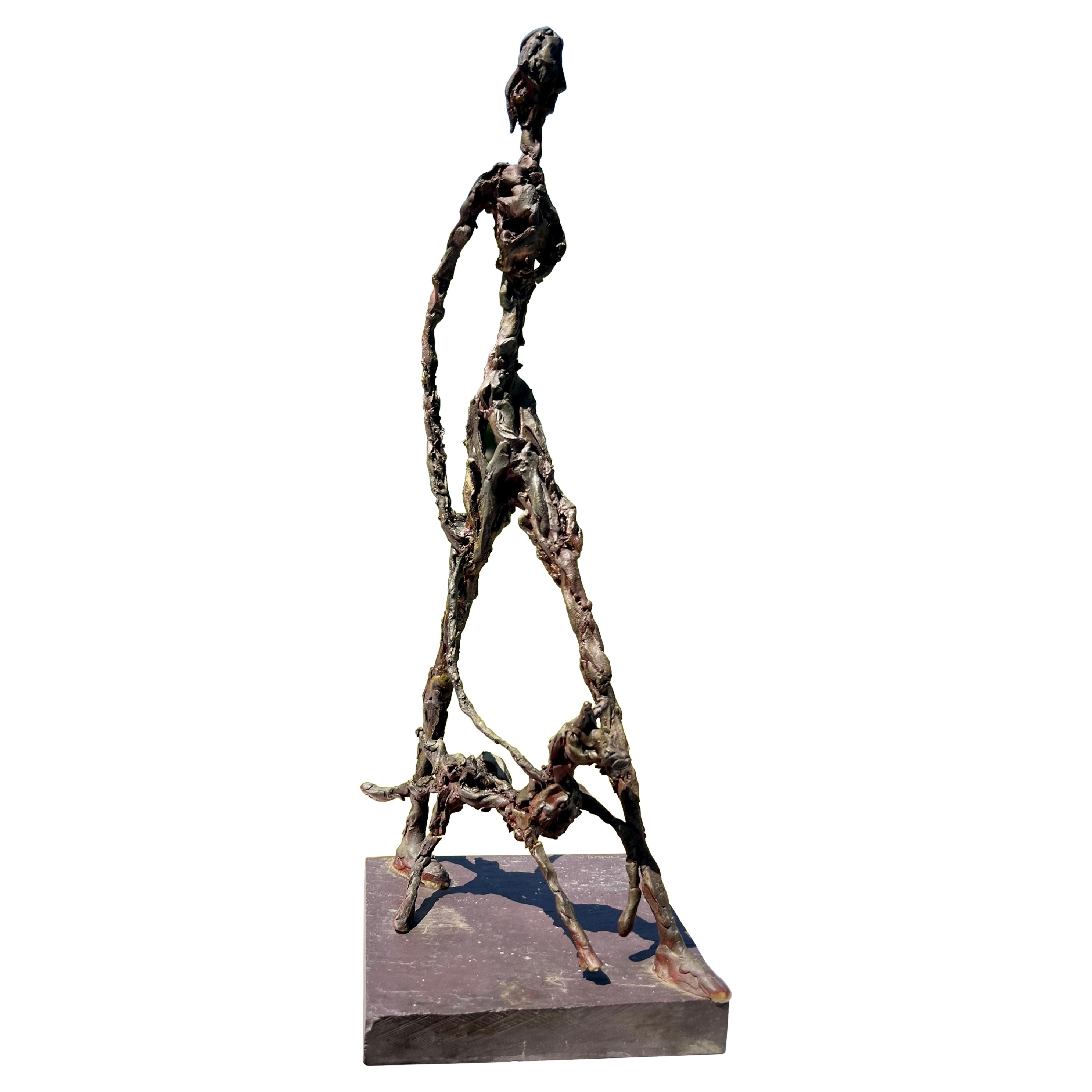 Mid-Century Sculpture of a Woman Walking Her Dog 