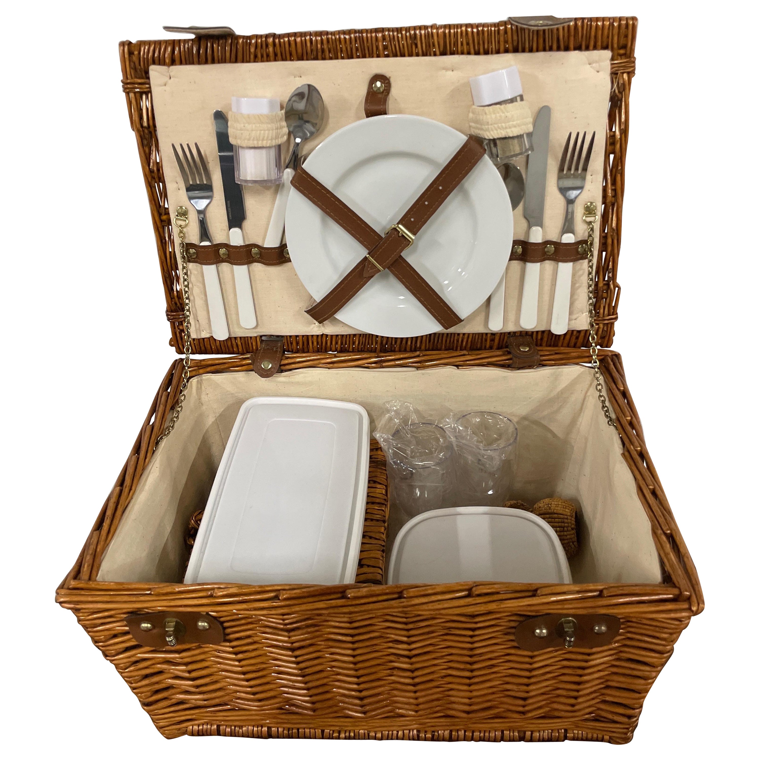 Small Picnic Basket for Two For Sale