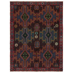 Vintage Baluch Teppich in Brown & Blau mit geometrischen Mustern, von Rug & Kilim