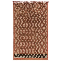 Antique Azilal Moroccan Rug in Brown with Beige Lozenge Pattern from Rug & Kilim