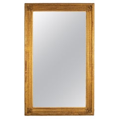 Miroir de style Louis Philippe avec ancien miroir en verre français avec cadre en bois doré