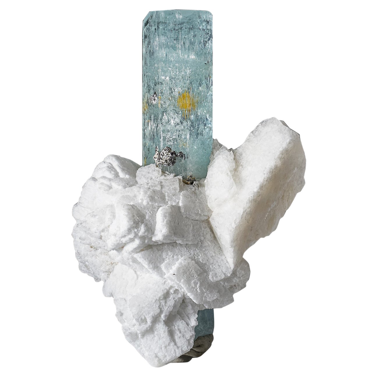 Beryl var. Aquamarine in Albite from Shigar Valley, Shigar District, Gilgit-Balt