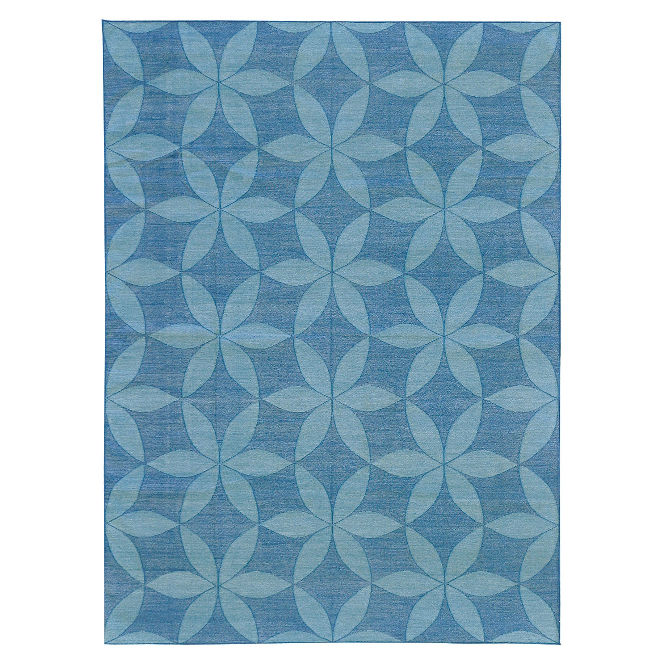 Contemporary Flat-Weave Rug Cielo Collection Flora Turquoise