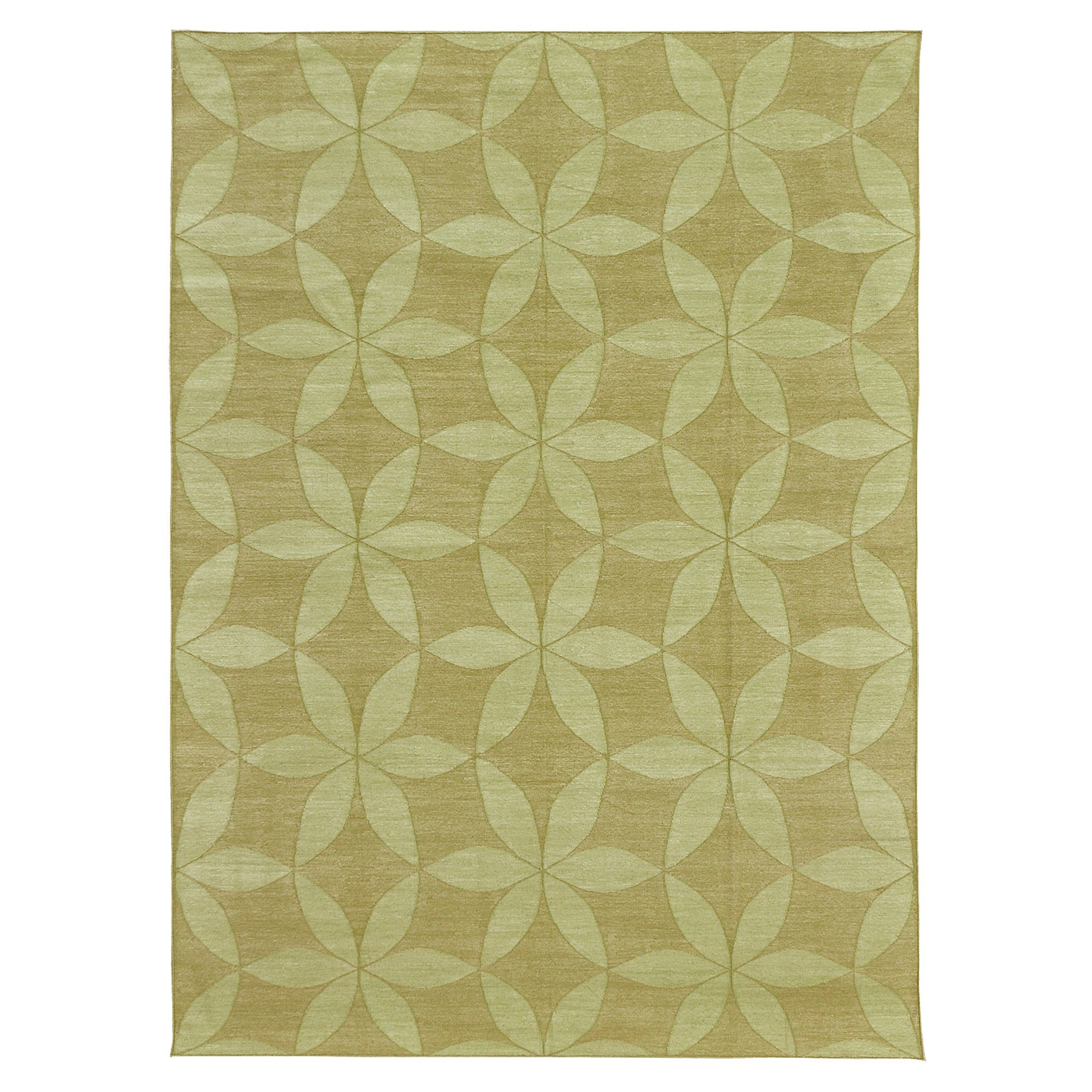Contemporary Flat-Weave Rug Cielo Collection Flora Cricket For Sale