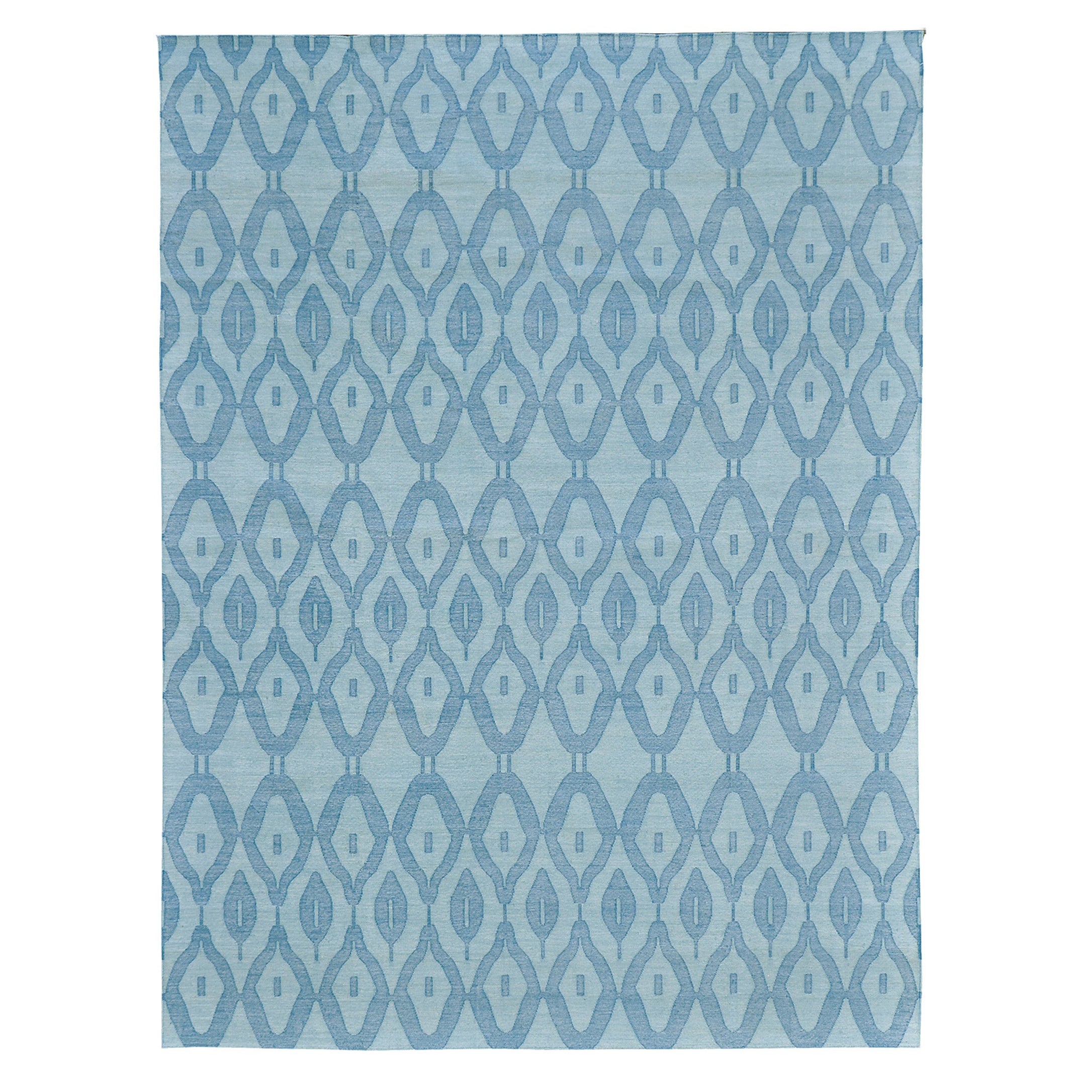 Contemporary Flat-Weave Rug Cielo Collection Zag Turquoise For Sale