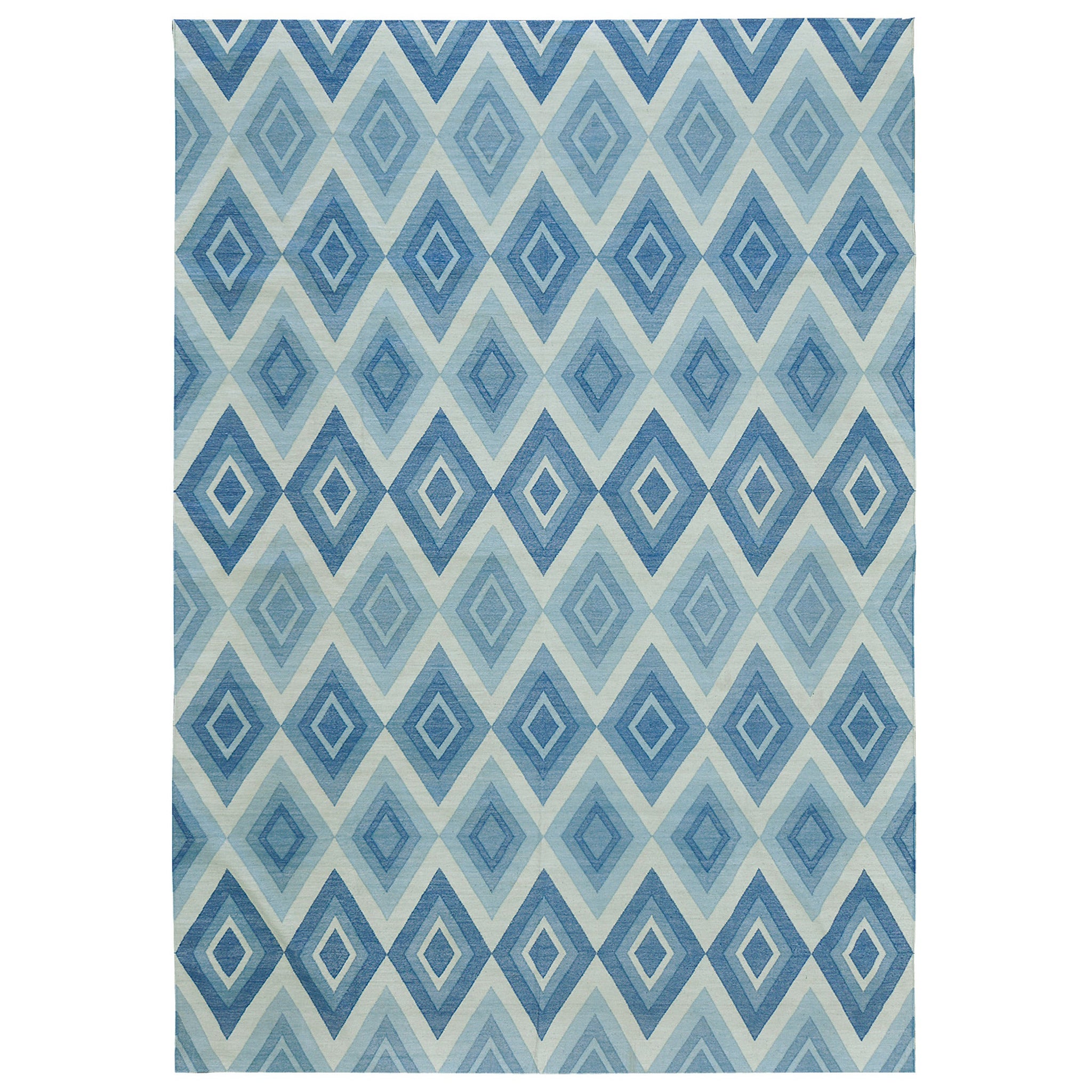 Contemporary Flat-Weave Rug Cielo Collection Permata Turquoise For Sale