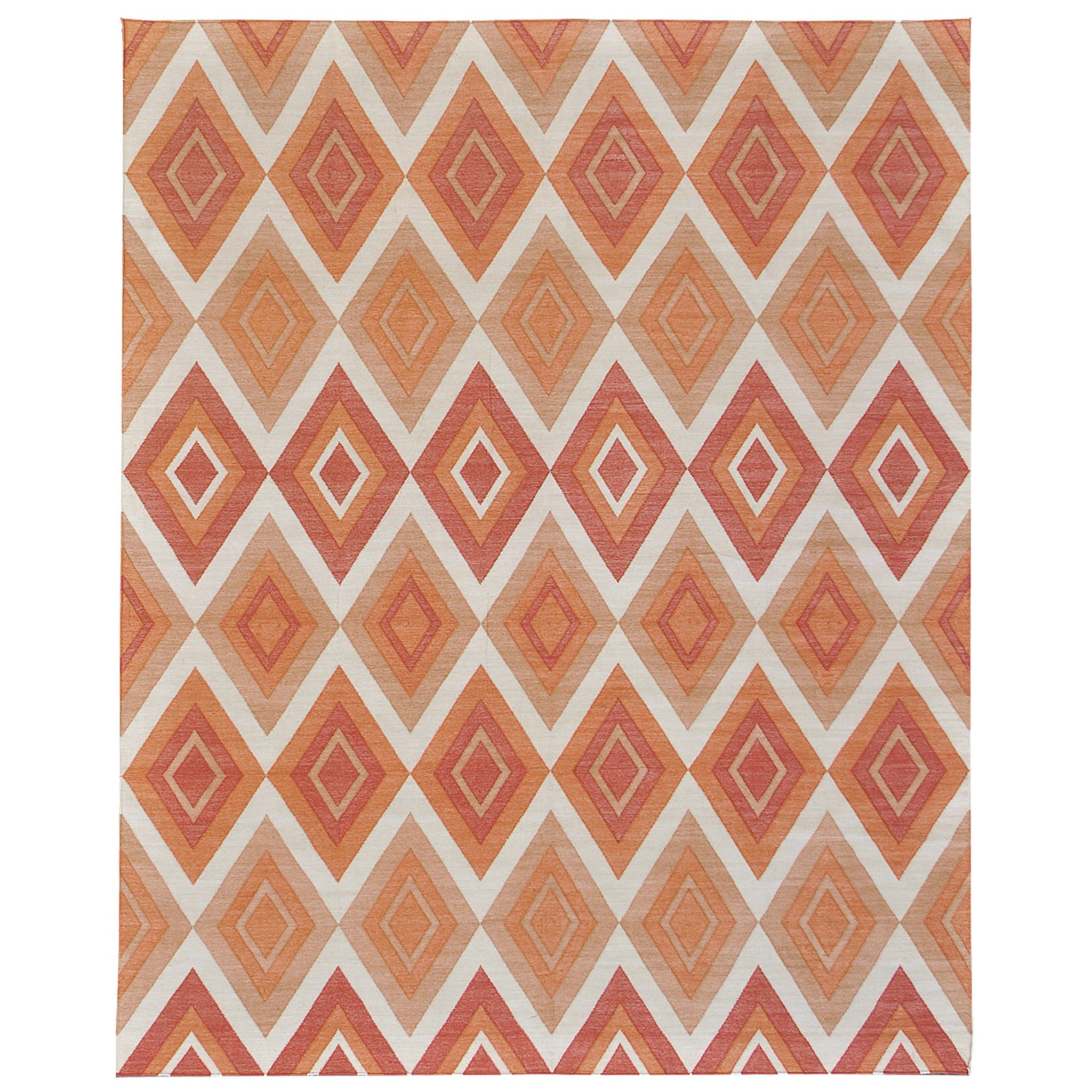 Contemporary Flat-Weave Rug Cielo Collection Permata Tangerine For Sale