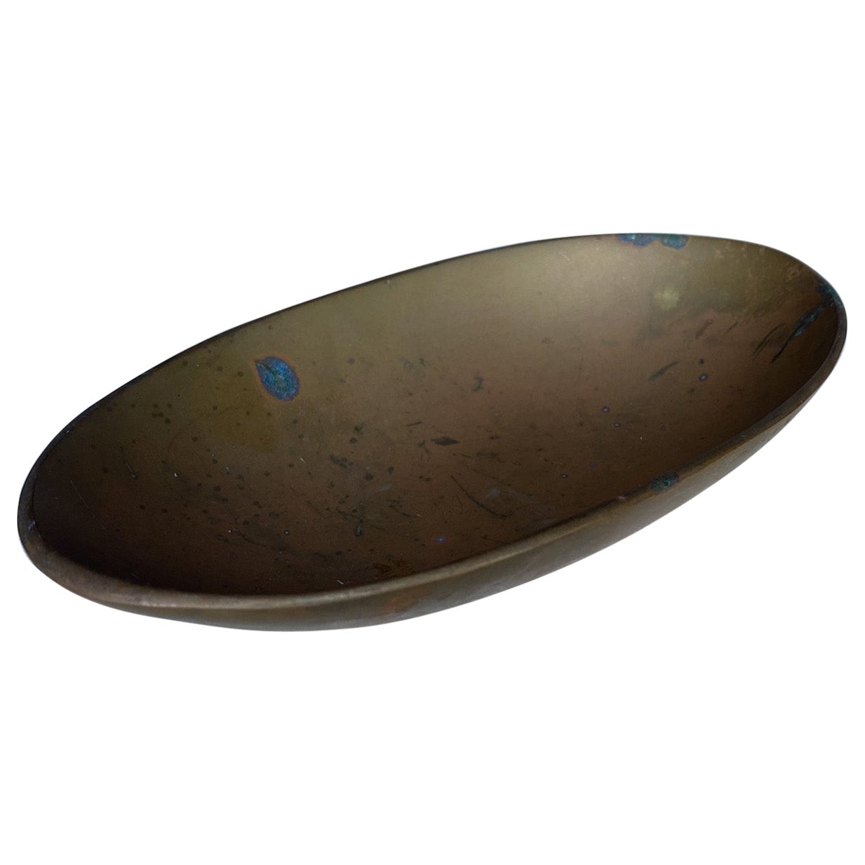 Solid Brass Oval Shaped Bowl / Dish, 1970's  For Sale