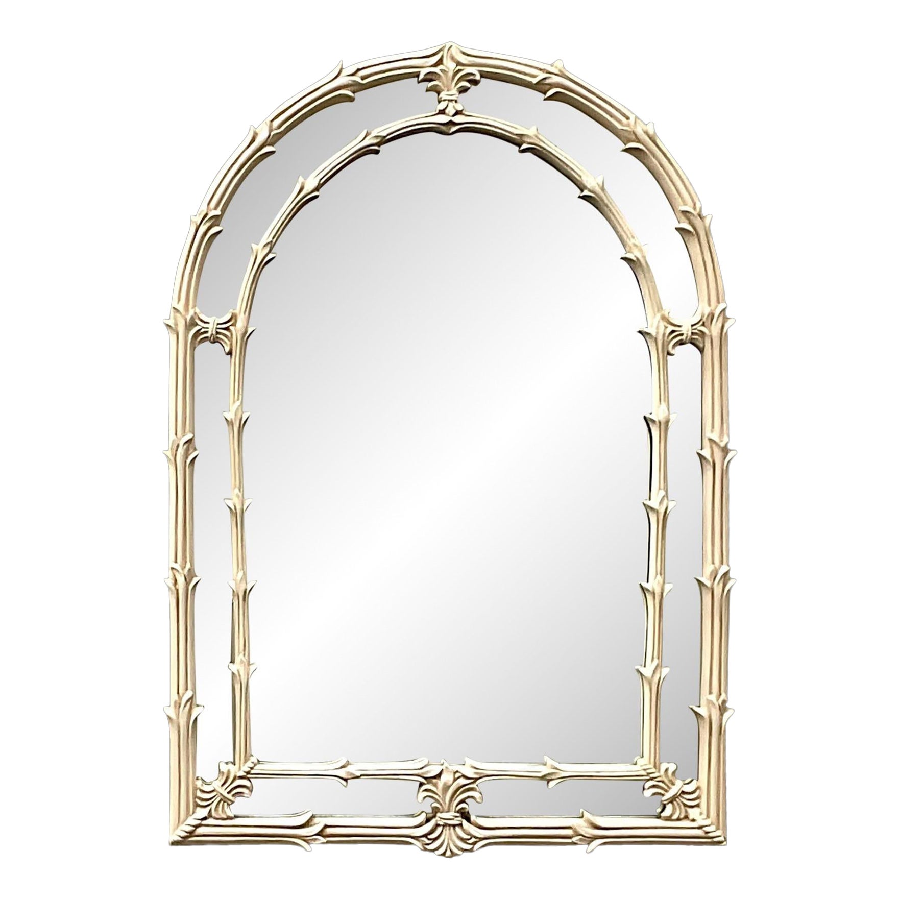 Vintage Coastal Cerused Pine Arched Mirror For Sale at 1stDibs