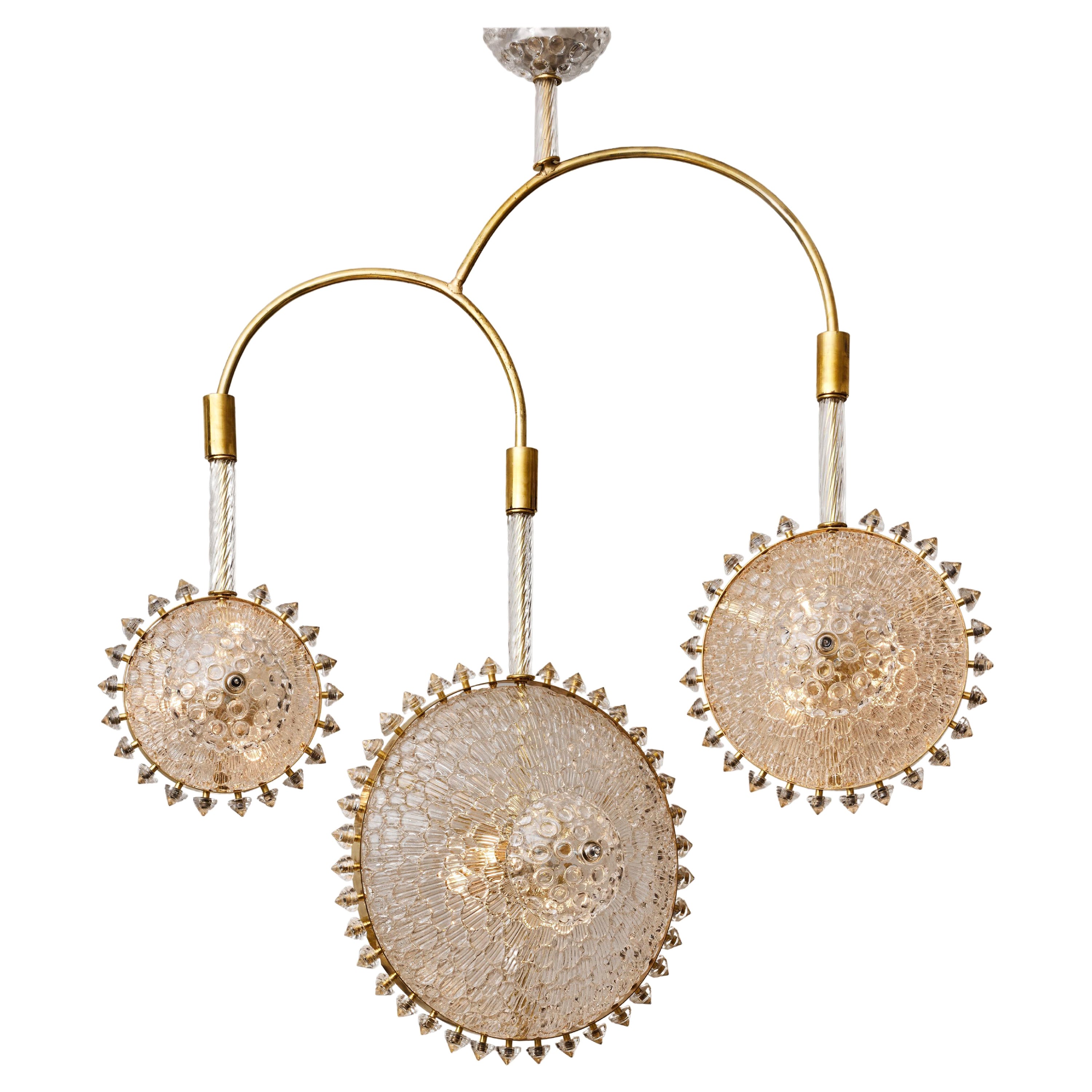 "3 Suns" Pendulum Chandelier by Studio Glustin For Sale