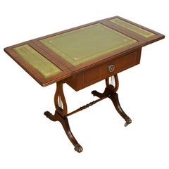 BEVAN FUNNELL HARDWOOD EXTENDiNG SIDE LAMP CARD TABLE LION PAW CASTORS