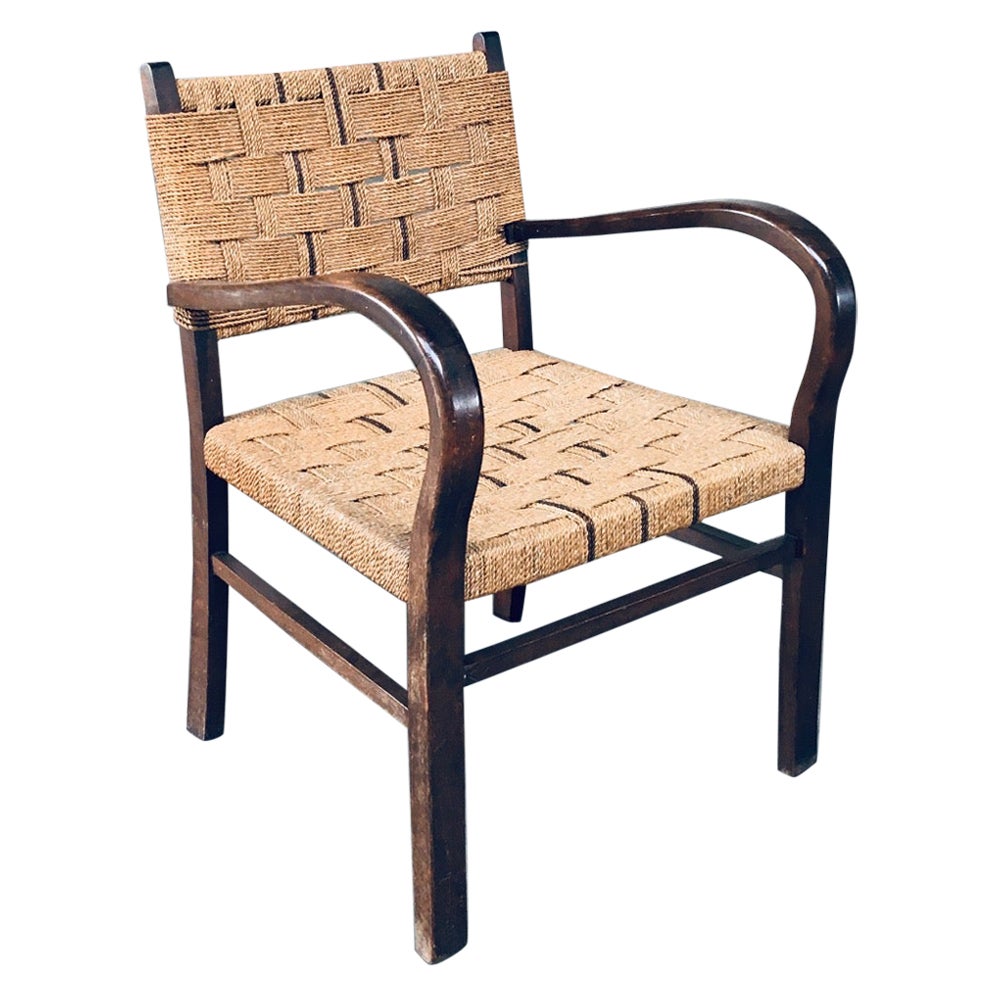 Bauhaus Style Rope Arm Chair by Axel Larsson, 1930's For Sale