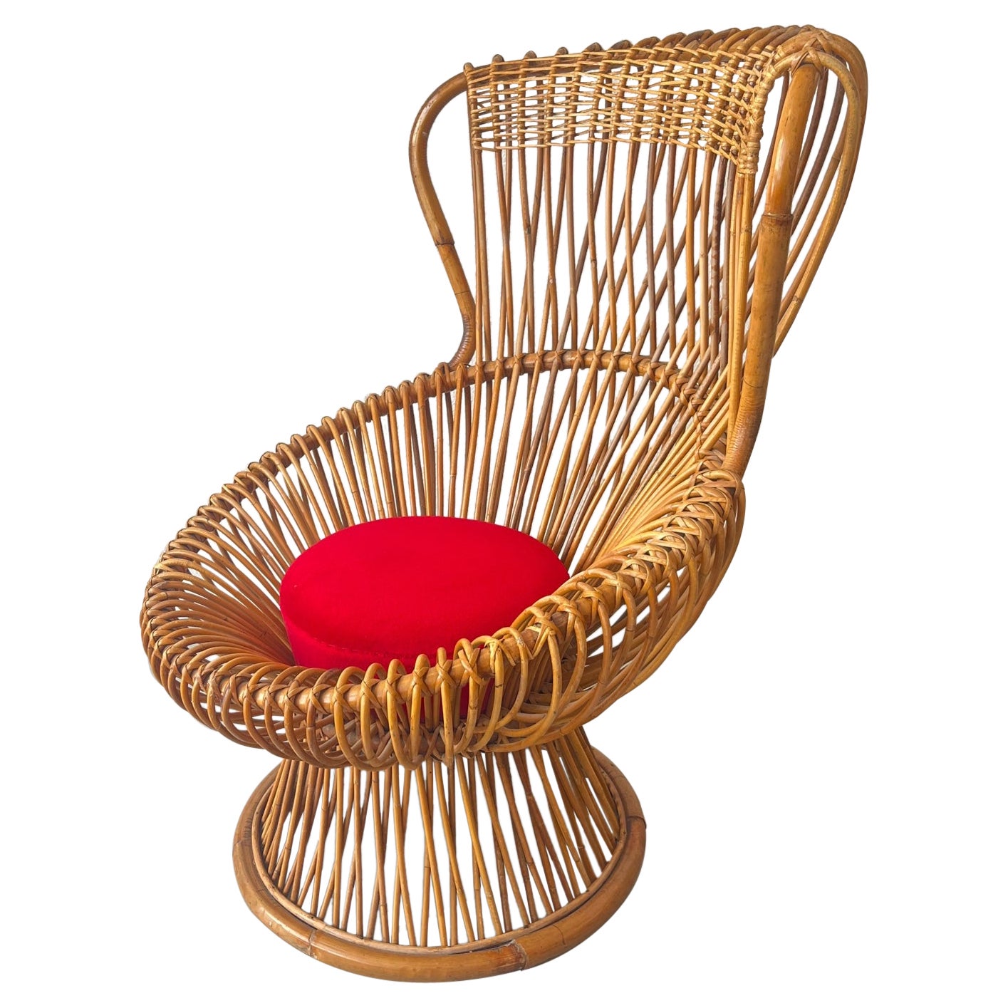 Margherita Rattan Chair by Franco Albini, Bonacina Italy ca. 1950s 