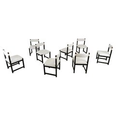 Set of 8 brutalist dining chairs by Emiel Veranneman for Decoene, 1970s