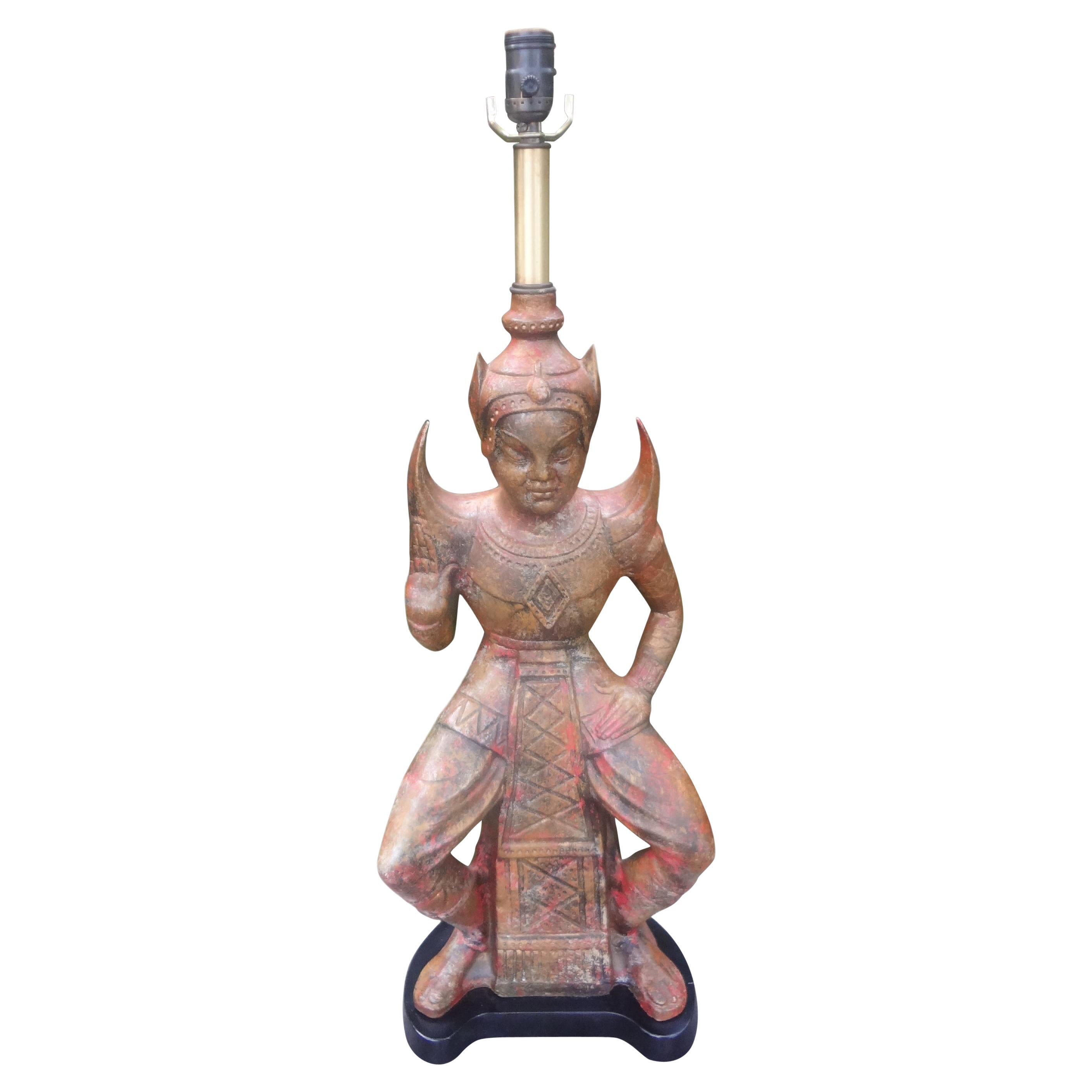 Hollywood Regency-Lampe aus glasierter Keramik