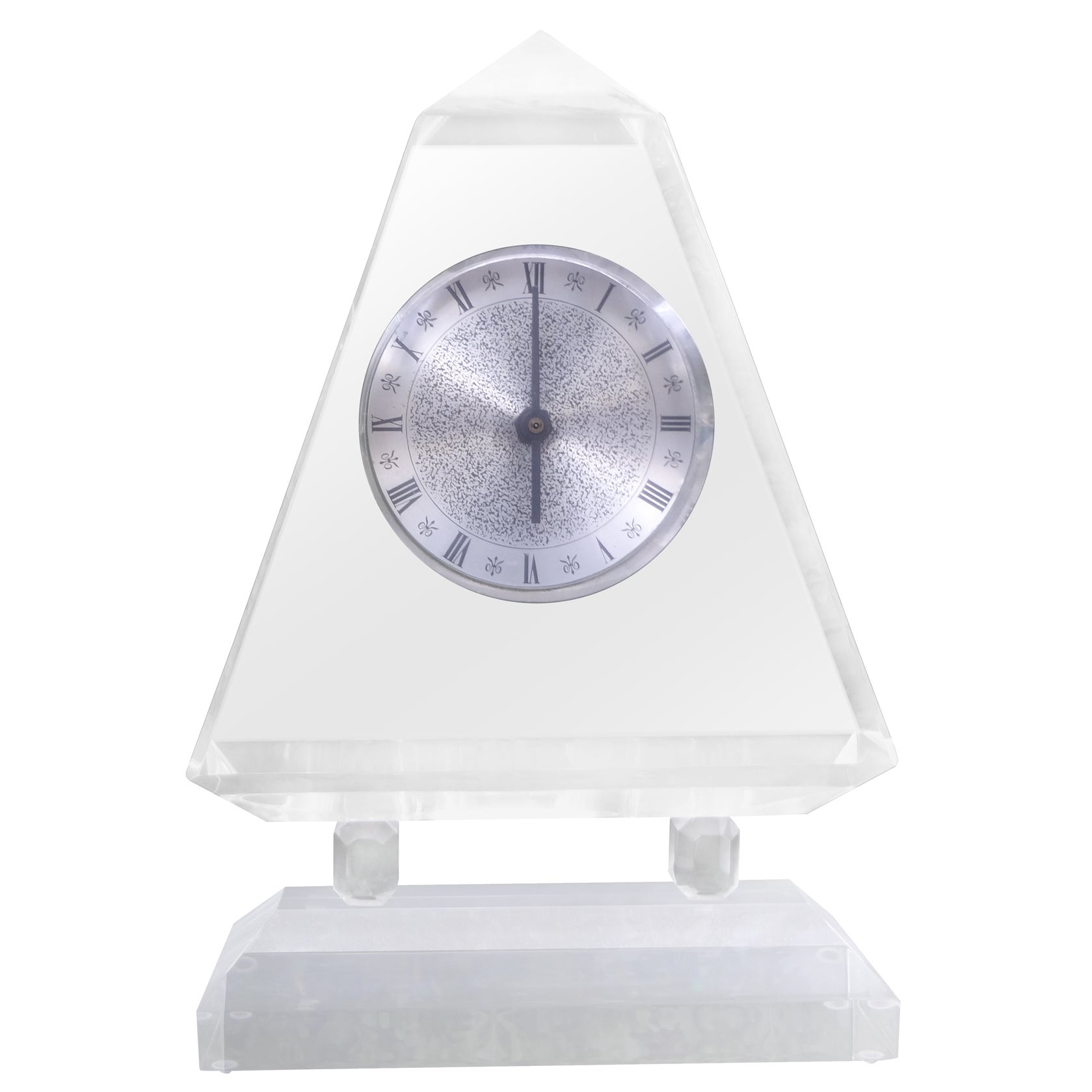 Mid Century Modern Neoclassical Style Acrylic Clock For Sale