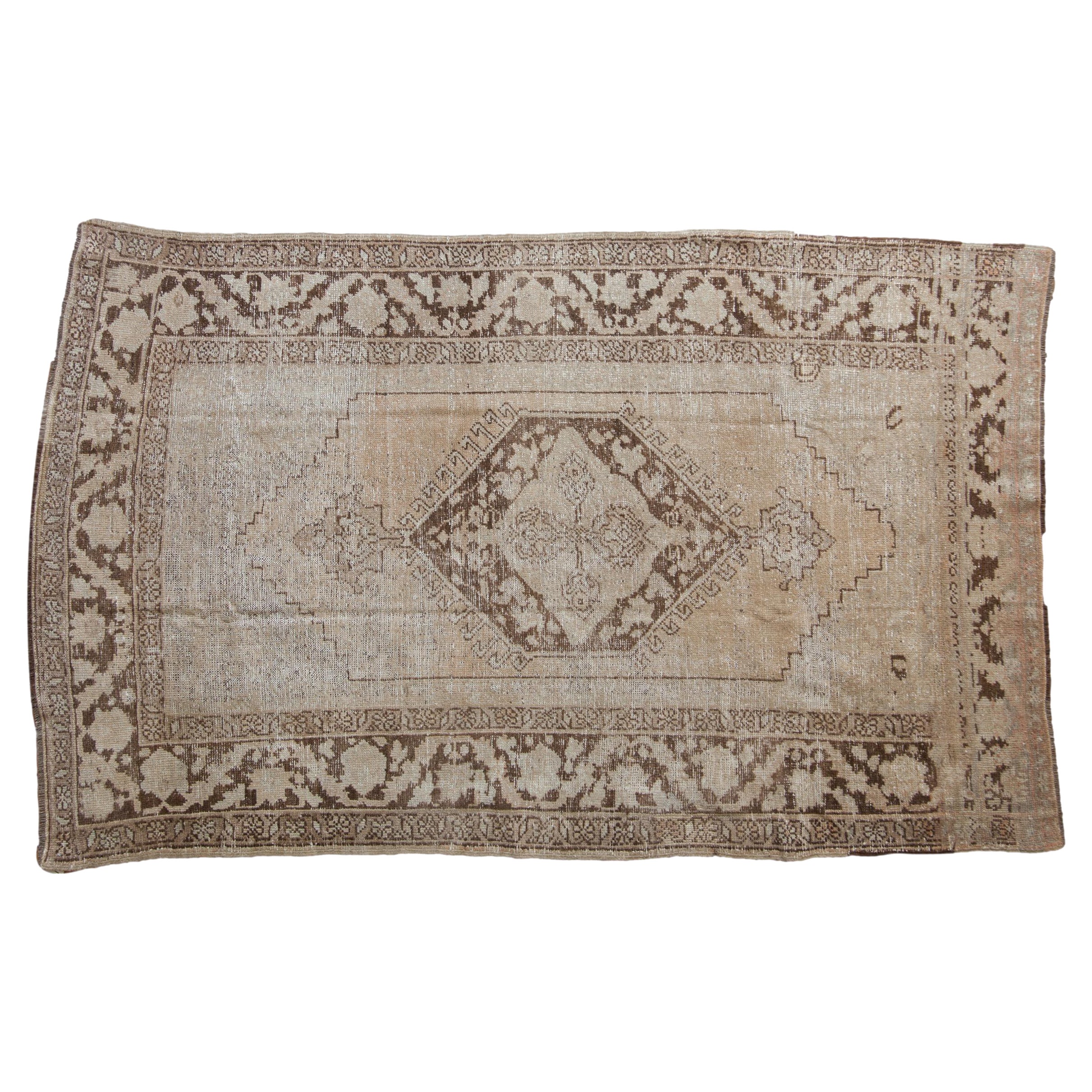 Vintage Distressed Oushak Carpet For Sale