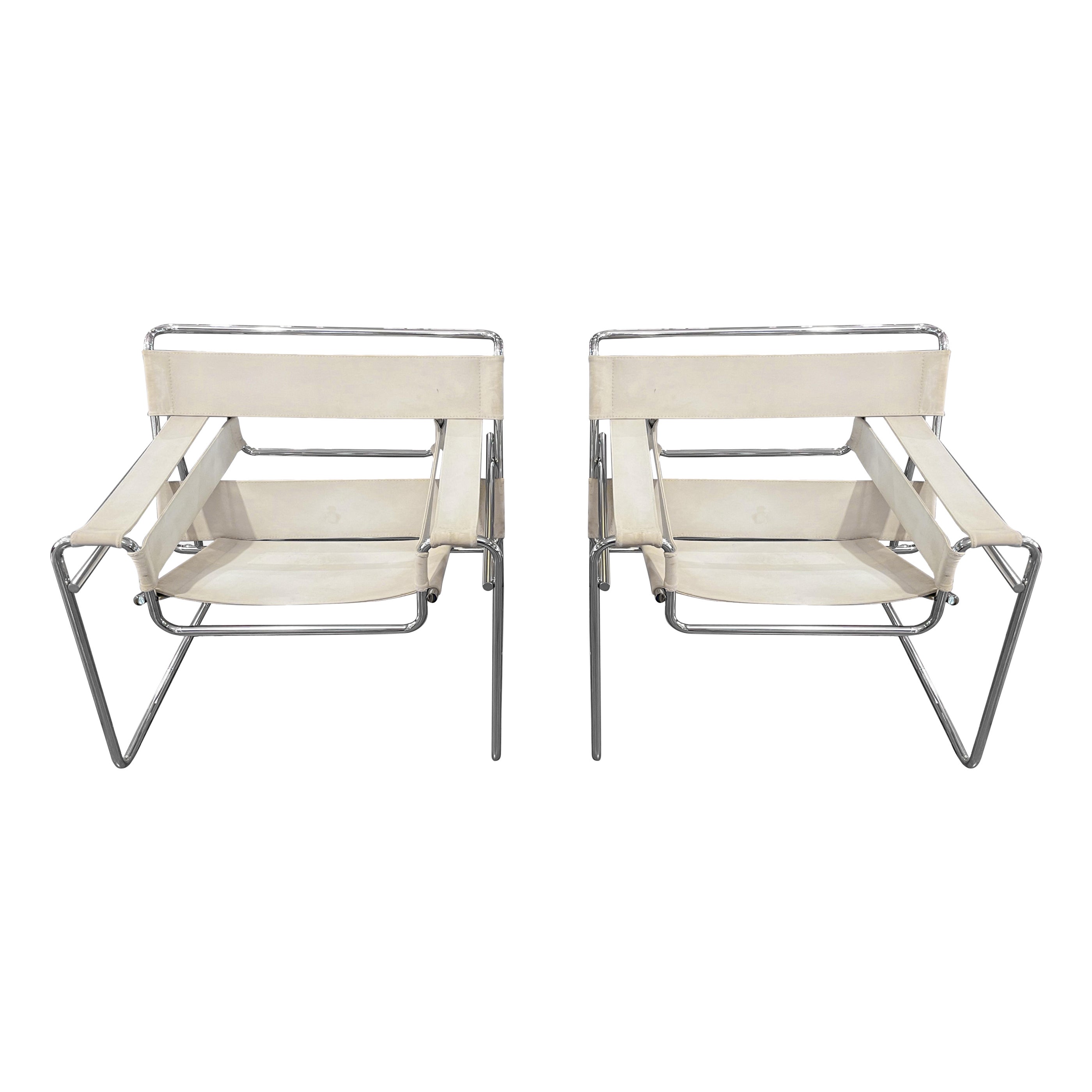 Set of Two B3 Model Wassily Chairs by Marcel Breuer for Gavina.