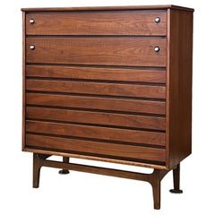 Vintage Mid Century Modern 5 Drawer Dresser by Stanley Dovetail Drawers